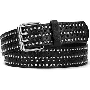 Men's Black Star Double Prong Alloy Buckle Vintage Punk Jeans Pu Leather Belts